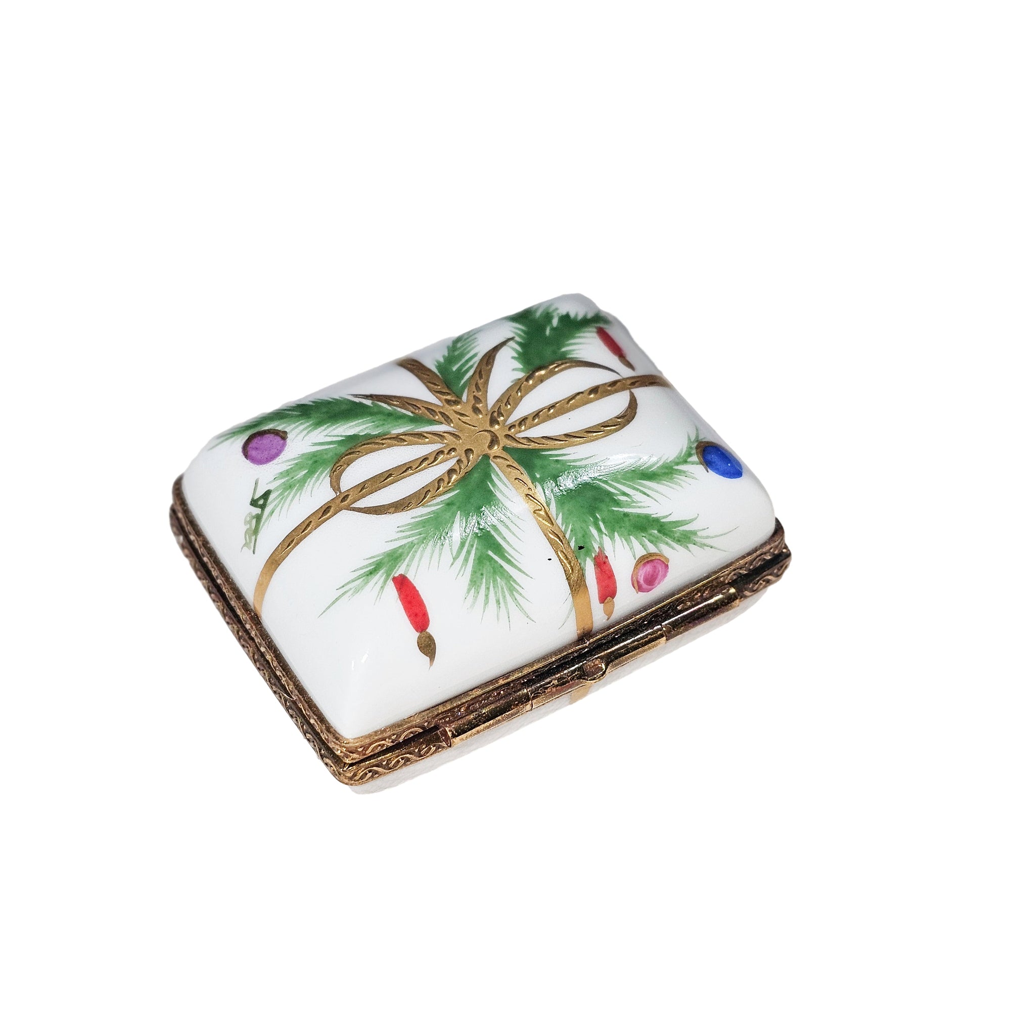 Joyous Noel Limoges Treasure Box Porcelain Limoges xmas christmas theme French Trinket Box