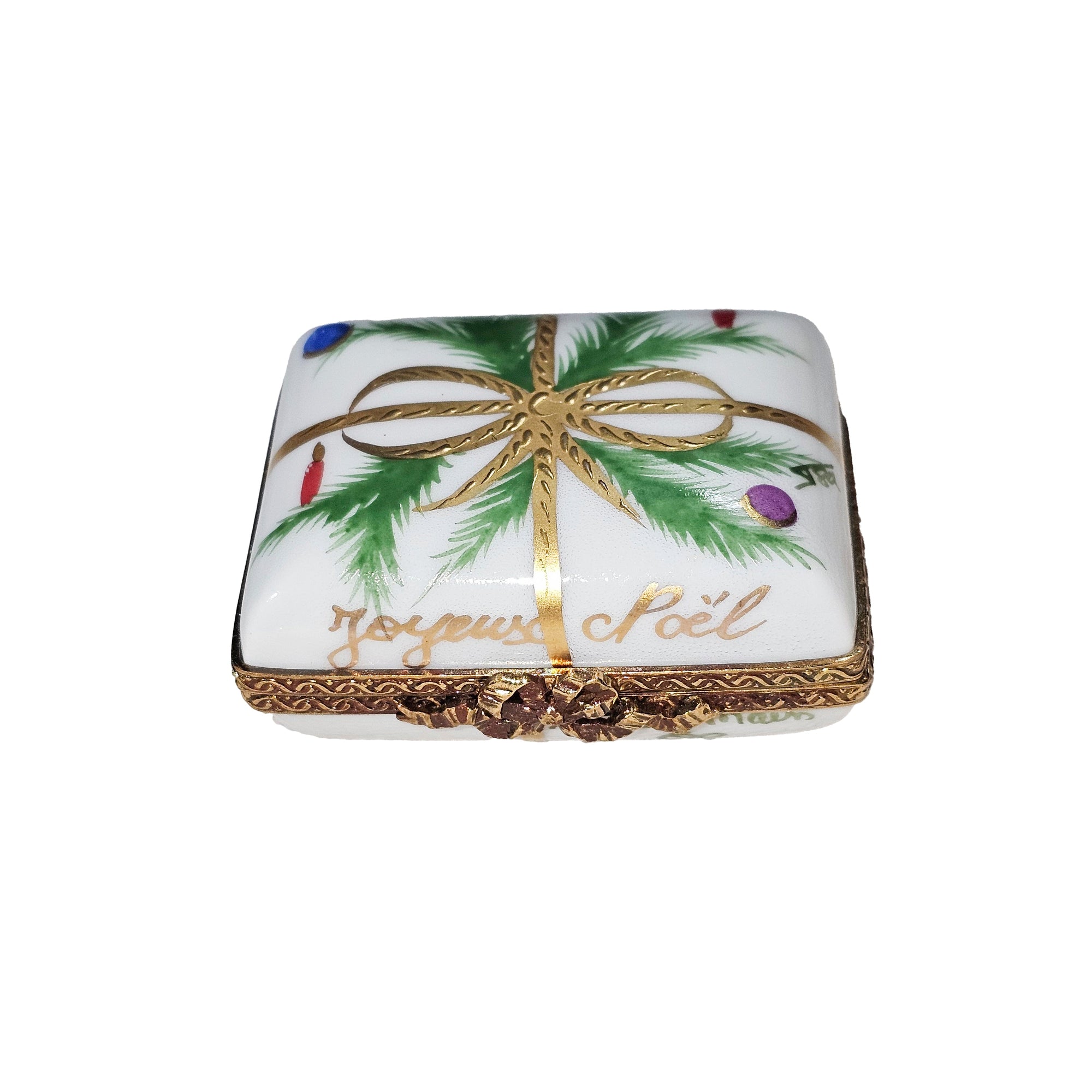 Joyous Noel Limoges Treasure Box Porcelain Limoges xmas christmas theme French Trinket Box