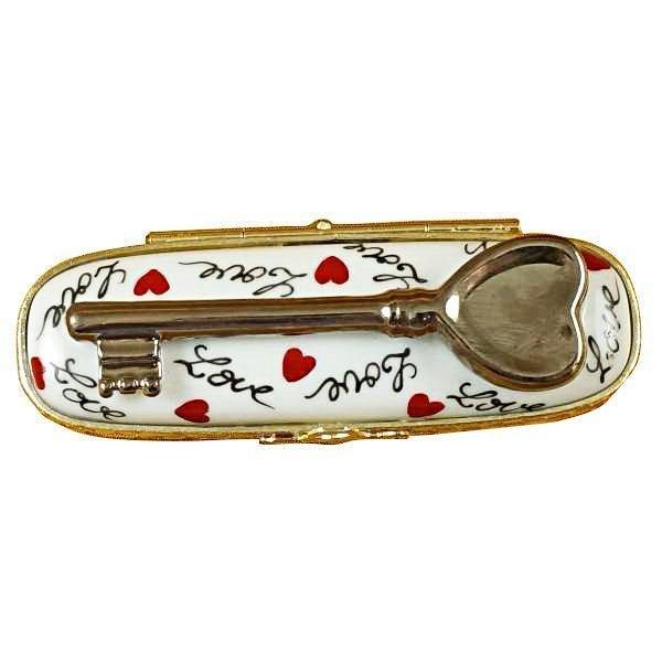 Key to My Heart Porcelain Limoges valentine heart French Trinket Box