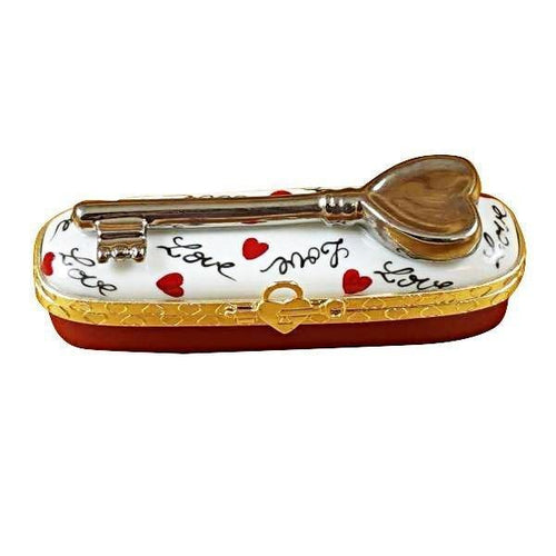 Key to My Heart Porcelain Limoges valentine heart French Trinket Box