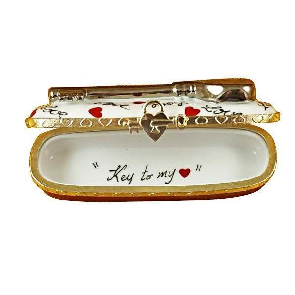 Key to My Heart Porcelain Limoges valentine heart French Trinket Box