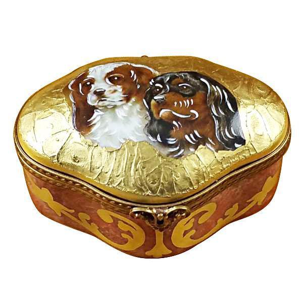 King Charles Spaniels Dog Porcelain Limoges dog Rochard Limoges Box france French Trinket Box