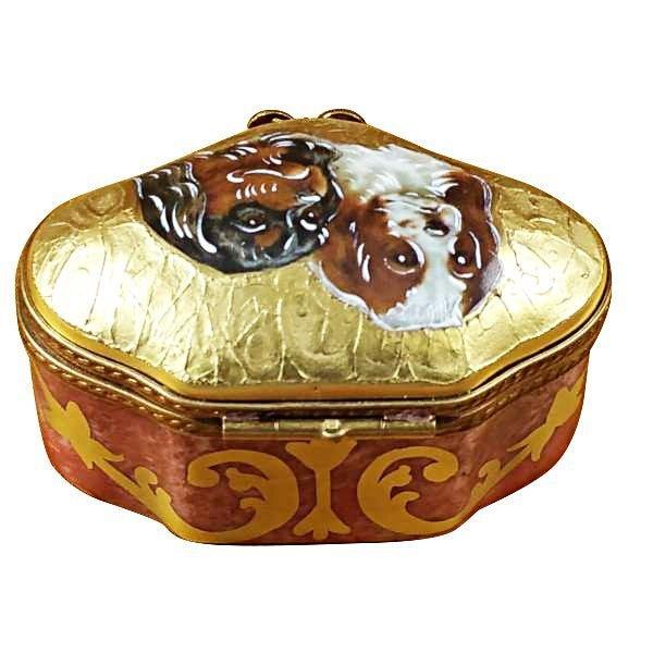 King Charles Spaniels Dog Porcelain Limoges dog Rochard Limoges Box france French Trinket Box