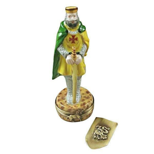 King with Sword and Removable Shield Porcelain Limoges travel sports French Trinket Box