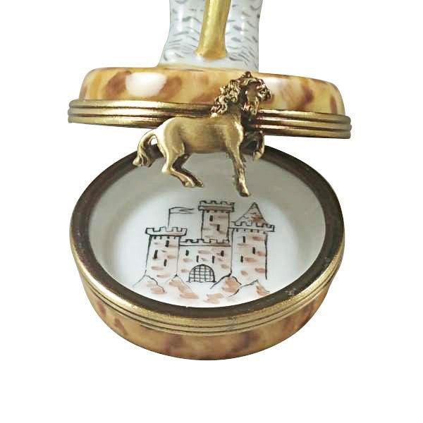 King with Sword and Removable Shield Porcelain Limoges travel sports French Trinket Box