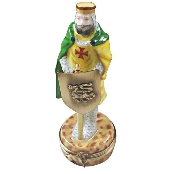 King with Sword and Removable Shield Porcelain Limoges travel sports French Trinket Box