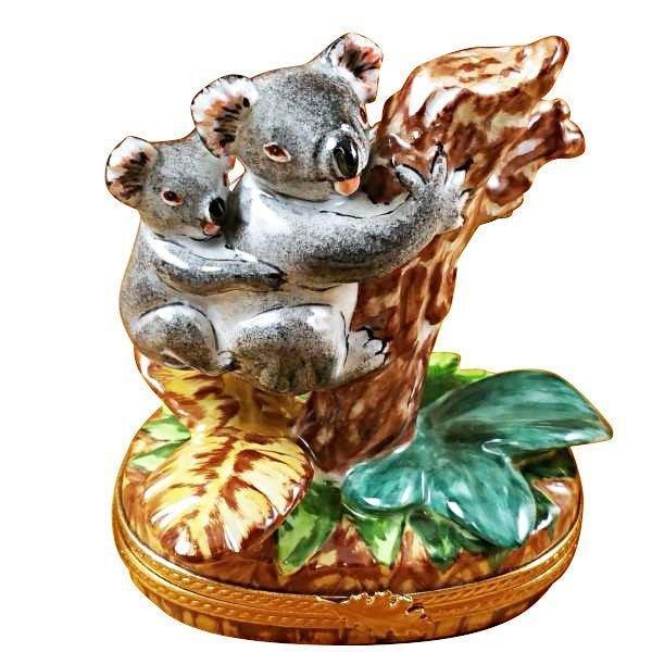 Koala with Baby Porcelain Limoges bear wild animal French Trinket Box