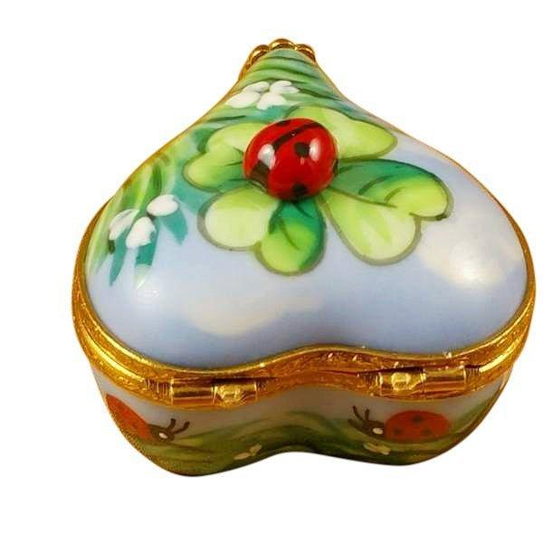 Ladybug On Heart Porcelain Limoges bug garden Rochard Limoges Box French Trinket Box