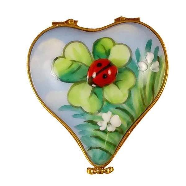 Ladybug On Heart Porcelain Limoges bug garden Rochard Limoges Box French Trinket Box