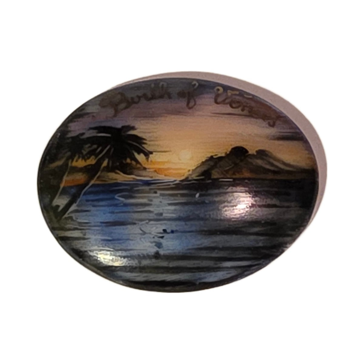 Birth of Venus hand-painted porcelain goodie trinket, oval, 1 1/4 inches wide