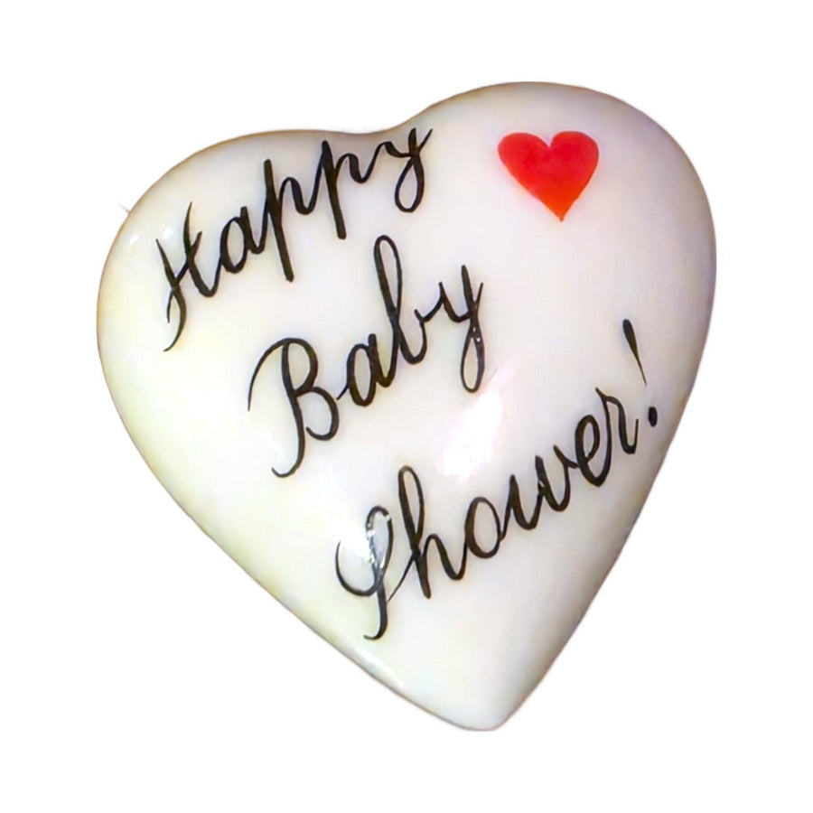Happy Baby Shower! porcelain goodie trinkets in all shapes: heart, oval, open book, rectangle