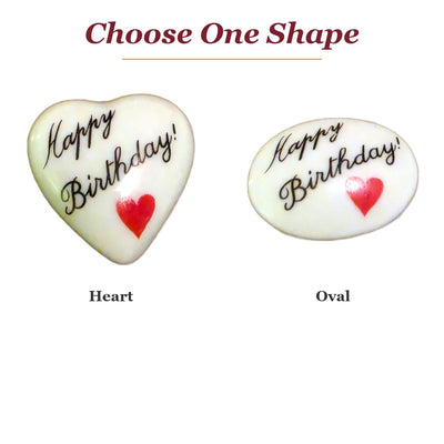 Happy Birthday! porcelain goodie trinkets in all shapes: heart, oval