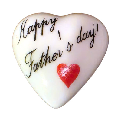 Happy Father's Day! porcelain goodie trinket, heart shape, 1 inch wide, with a red heart