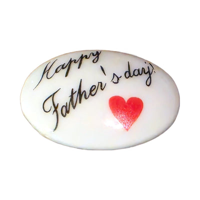 Happy Father's Day! porcelain goodie trinket, oval shape, 1 inch wide, with a red heart