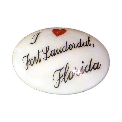 I Love Fort Lauderdale, Florida porcelain goodie trinket, oval shape, 1 inch wide, with a red heart