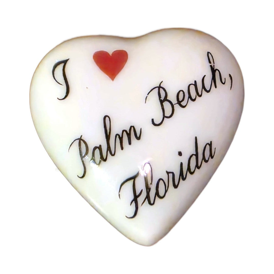 I Love Palm Beach, Florida porcelain goodie trinkets in all shapes: heart, oval, open book, rectangle