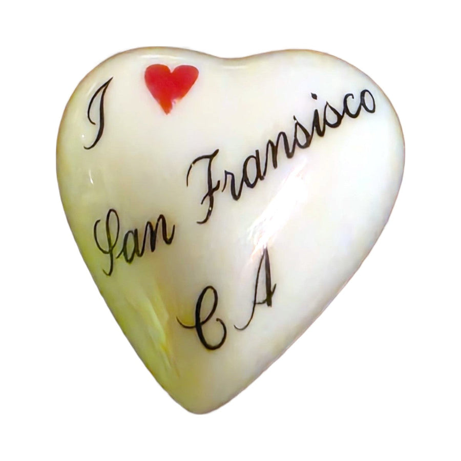 I Love San Francisco, CA porcelain goodie trinkets in all shapes: heart, oval, open book, rectangle