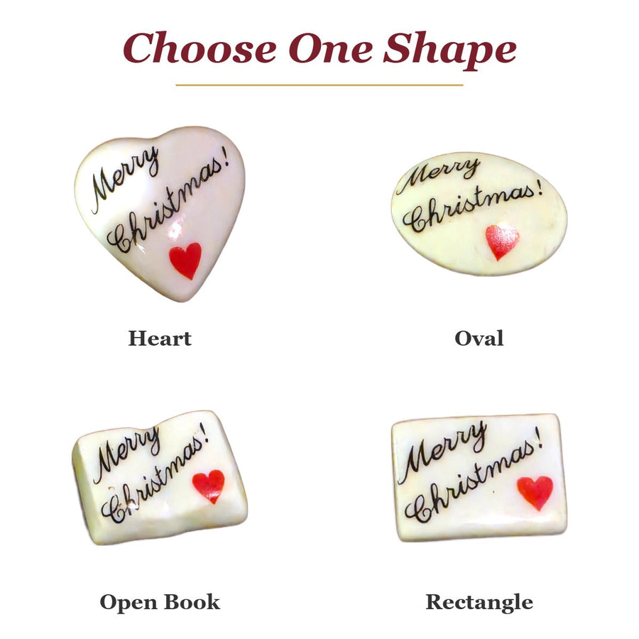 Merry Christmas! porcelain goodie trinkets in all shapes: heart, oval, open book, rectangle