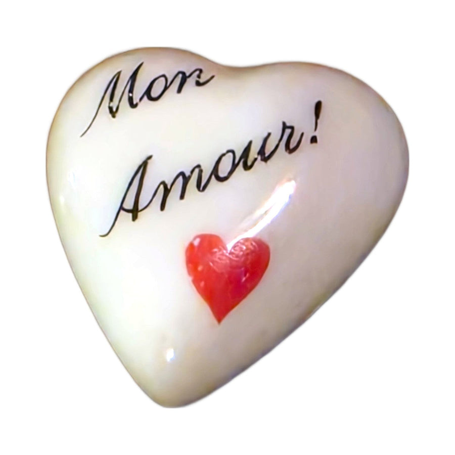 Mon Amour! porcelain goodie trinkets in all shapes: heart, oval, open book, rectangle