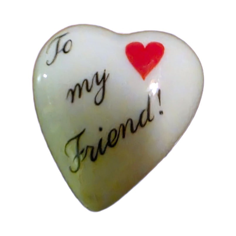 To My Friend! porcelain goodie trinkets in all shapes: heart, oval, open book and rectangle