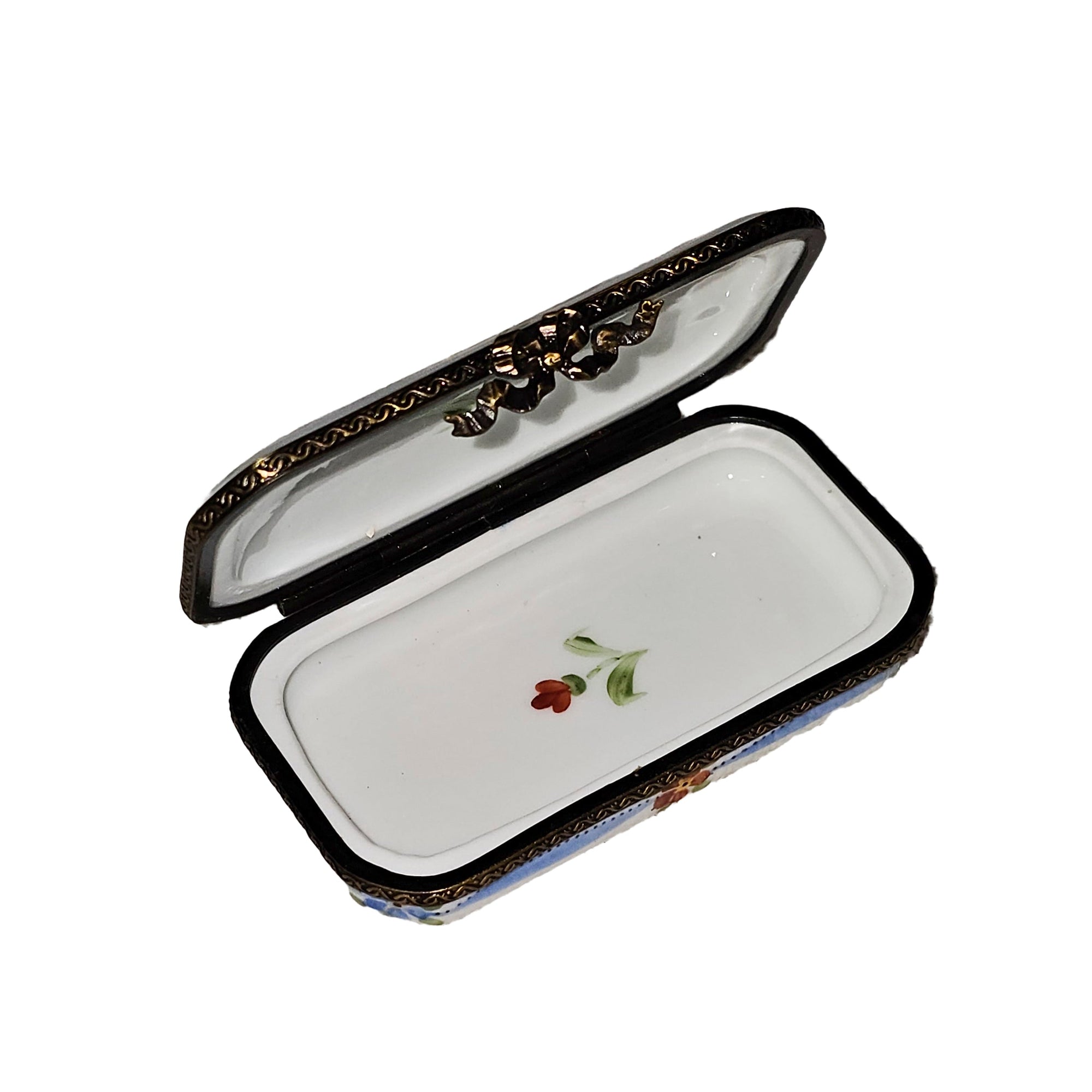 Light Blue Floral Elegance Box Porcelain Limoges traditional French Trinket Box