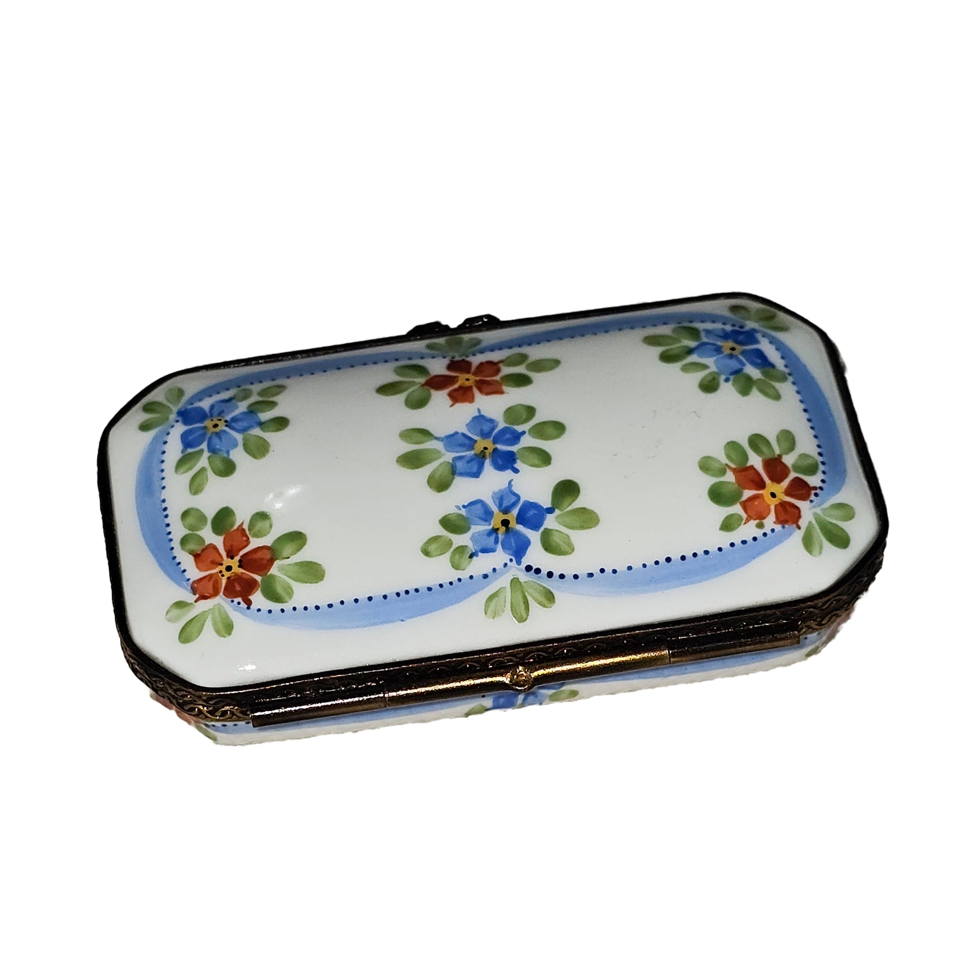 Light Blue Floral Elegance Box Porcelain Limoges traditional French Trinket Box