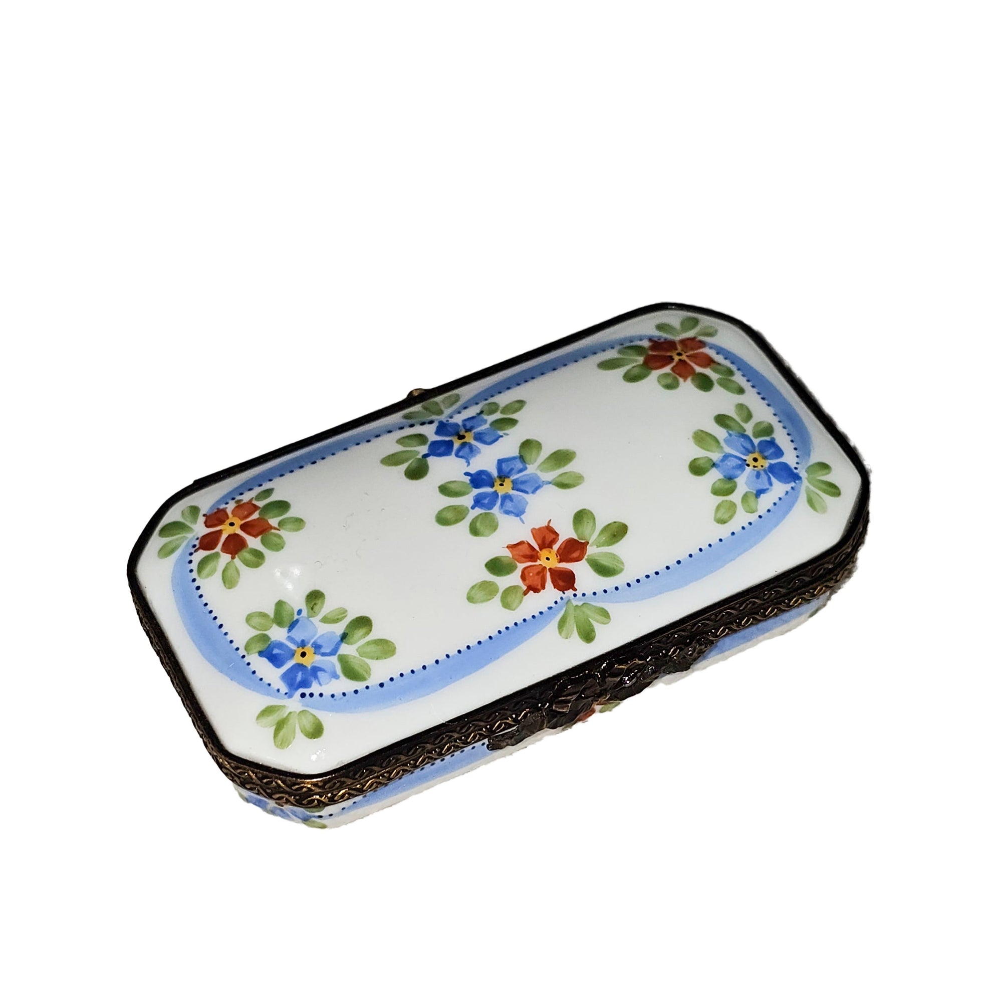 Light Blue Floral Elegance Box Porcelain Limoges traditional French Trinket Box