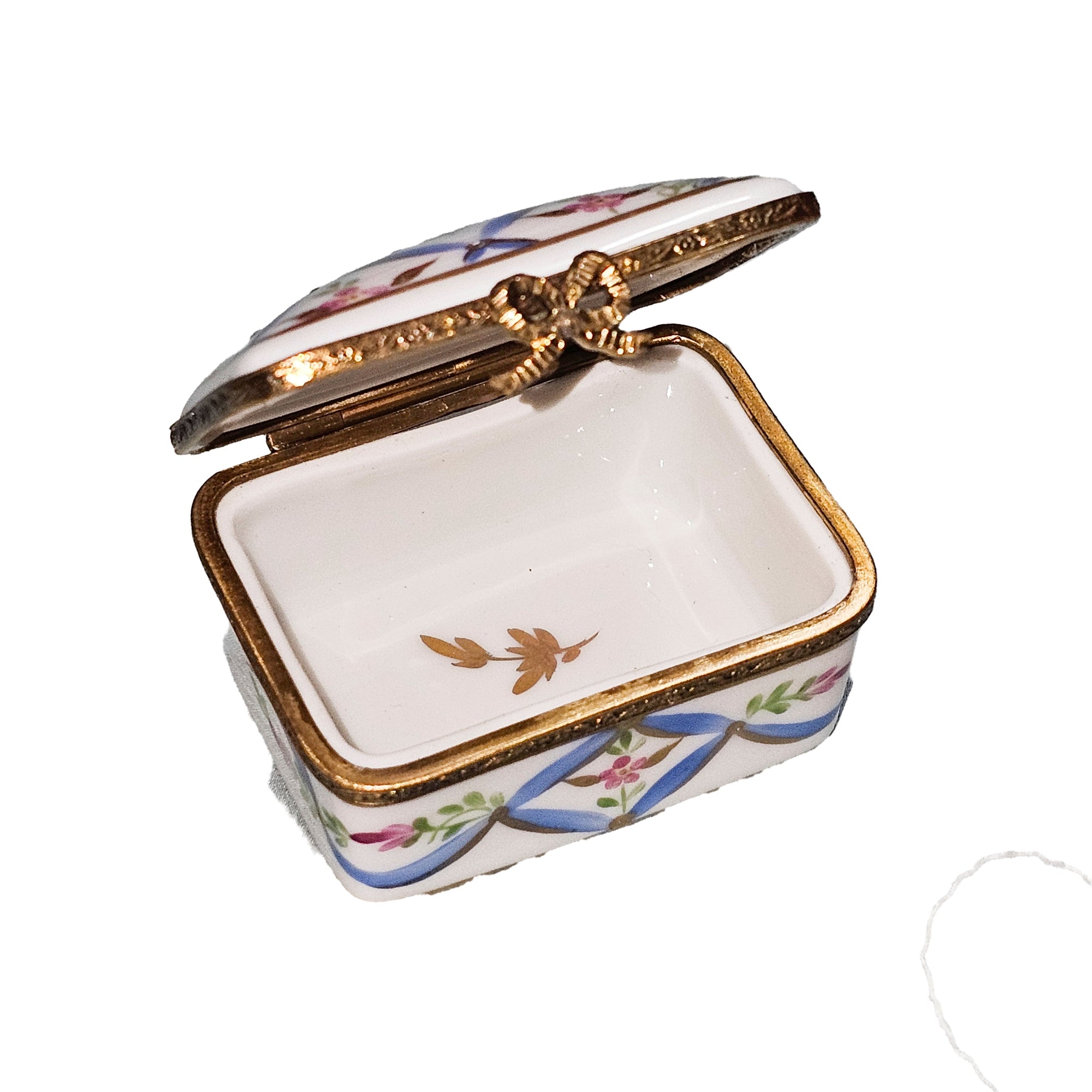 Light Blue Floral Limoges Box Porcelain Limoges Traditional French Trinket Box