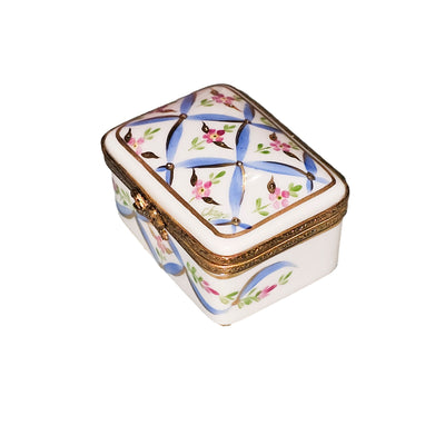 Light Blue Floral Limoges Box Porcelain Limoges Traditional French Trinket Box