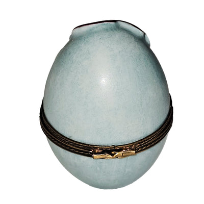 Light Blue Floral Limoges Egg Porcelain Limoges egg French Trinket Box
