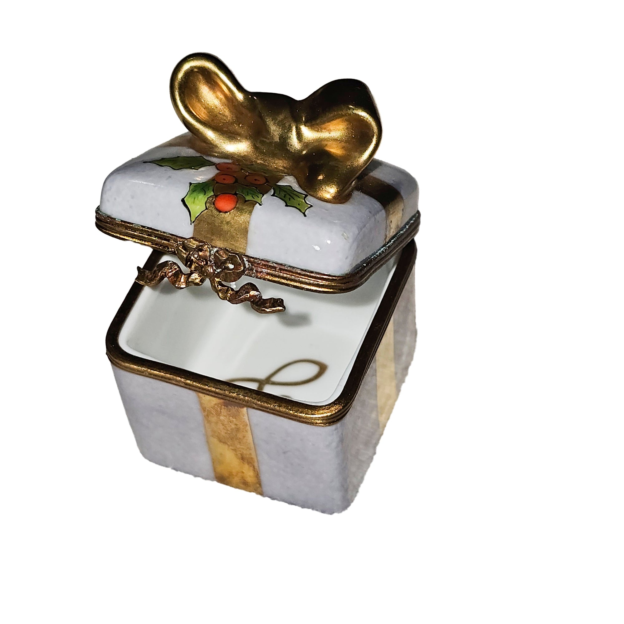 Light Blue Holiday Treasure Box Porcelain Limoges xmas christmas theme French Trinket Box