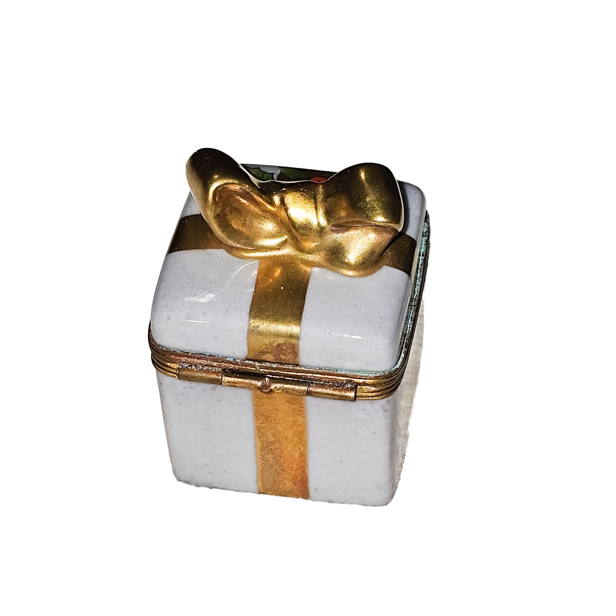 Light Blue Holiday Treasure Box Porcelain Limoges xmas christmas theme French Trinket Box