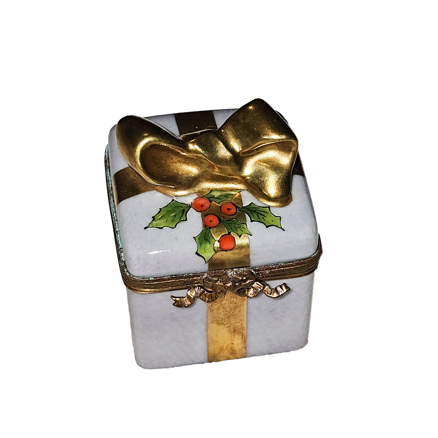 Light Blue Holiday Treasure Box Porcelain Limoges xmas christmas theme French Trinket Box