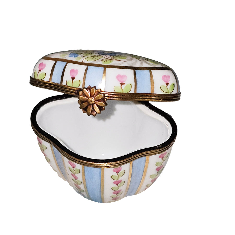 Light Blue Striped Limoges Box Porcelain Limoges traditional French Trinket Box