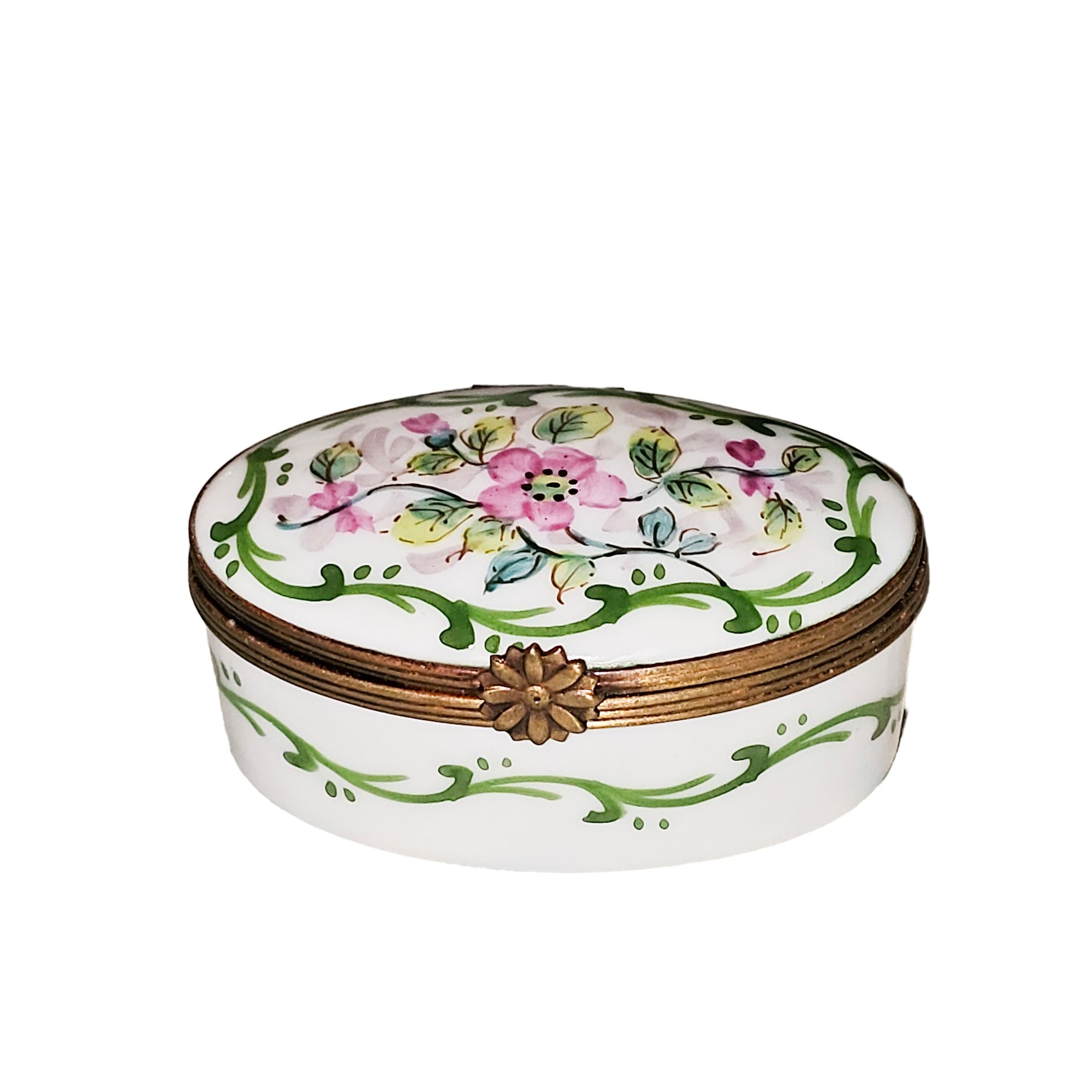 Light Pink Floral Limoges Box Porcelain Limoges traditional French Trinket Box