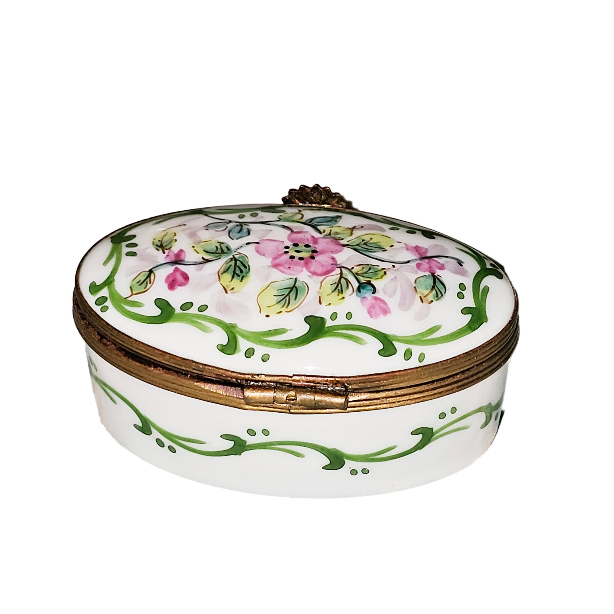 Light Pink Floral Limoges Box Porcelain Limoges traditional French Trinket Box