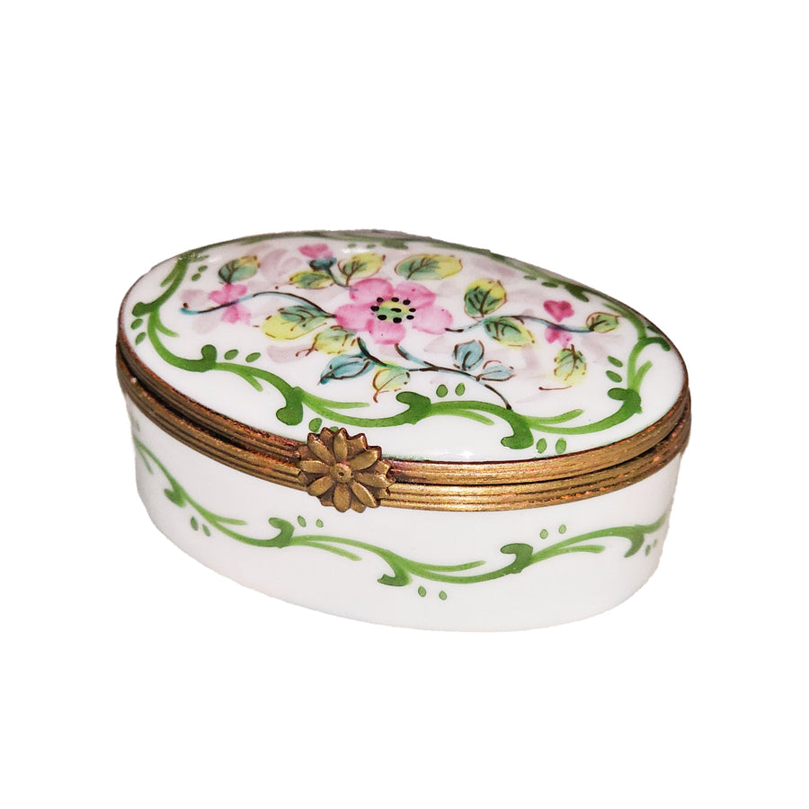 Light Pink Floral Limoges Box Porcelain Limoges traditional French Trinket Box