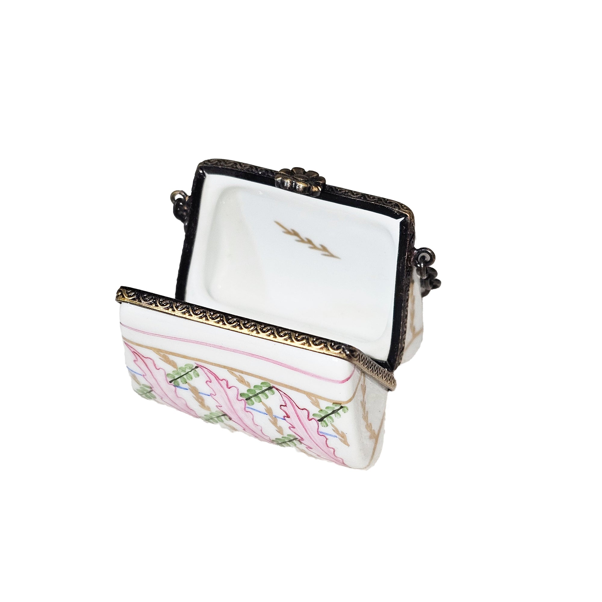 Light Pink Floral Limoges Purse Porcelain Limoges purse French Trinket Box