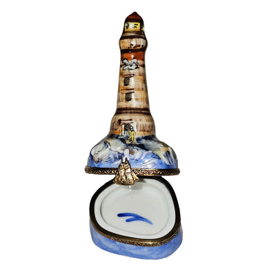 Lighthouse Treasure Box Porcelain Limoges Travel Monuments Beach Ocean French Trinket Box