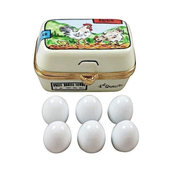 Eggs in Carton Porcelain Limoges Food French Trinket Box