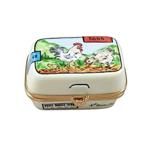 Eggs in Carton Porcelain Limoges Food French Trinket Box