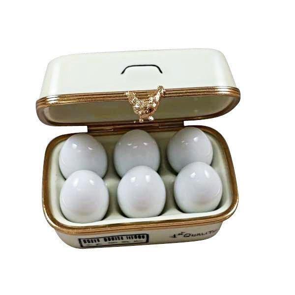 Eggs in Carton Porcelain Limoges Food French Trinket Box