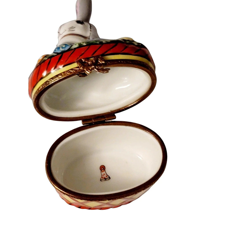Long Earred Easter Bunny Rabbit w Limoges Porcelain Eggs Trinket Box - Limoges Box Boutique
