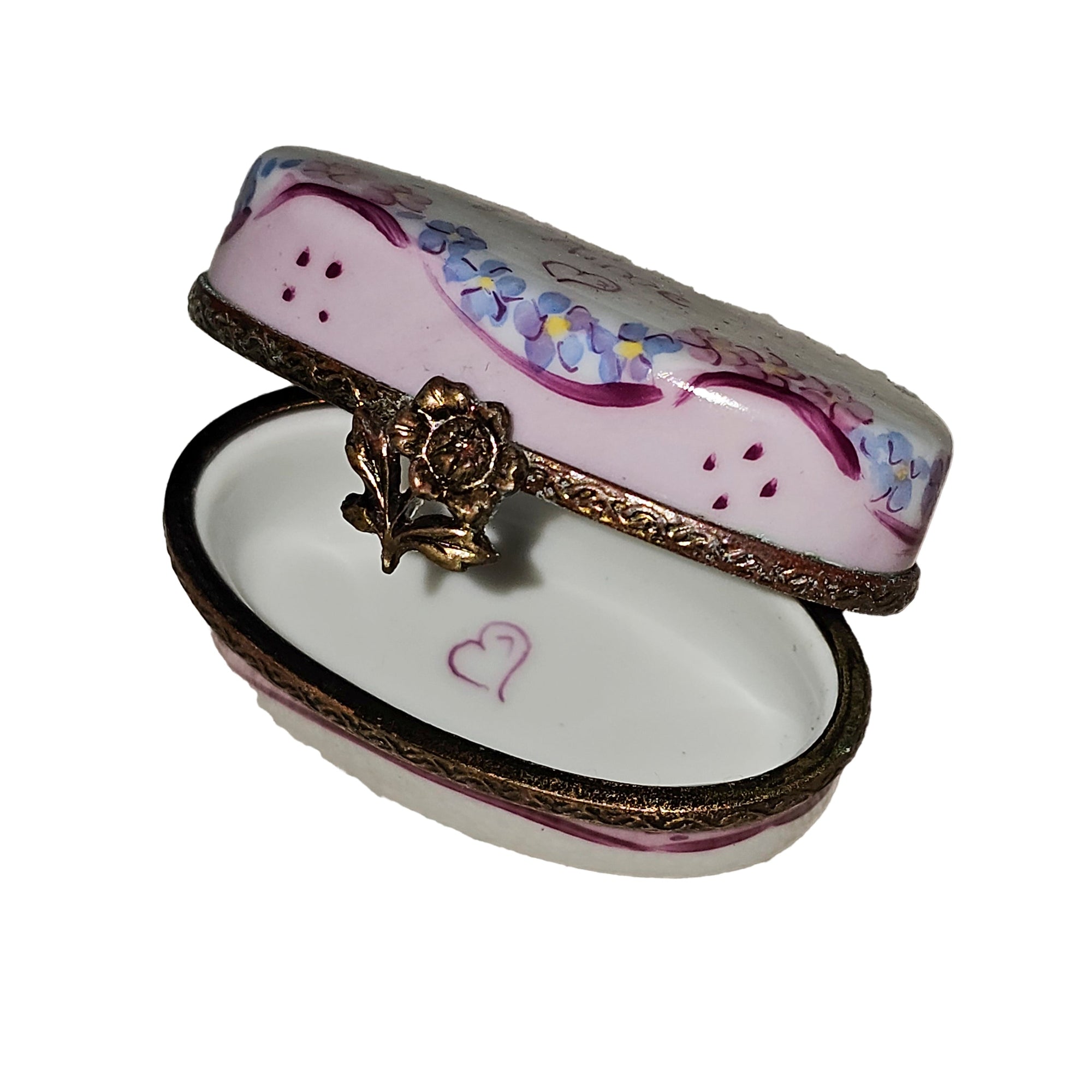 Lovely Light Pink Keepsake Box Porcelain Limoges Love Valentine Traditional French Trinket Box