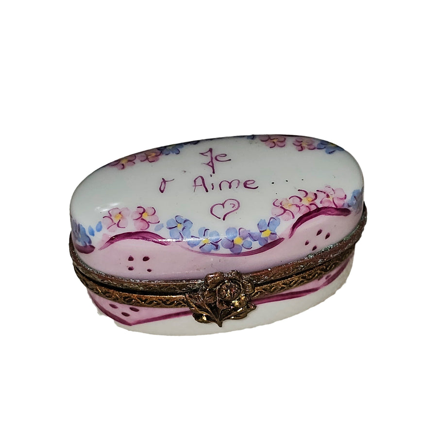 Lovely Light Pink Keepsake Box Porcelain Limoges Love Valentine Traditional French Trinket Box