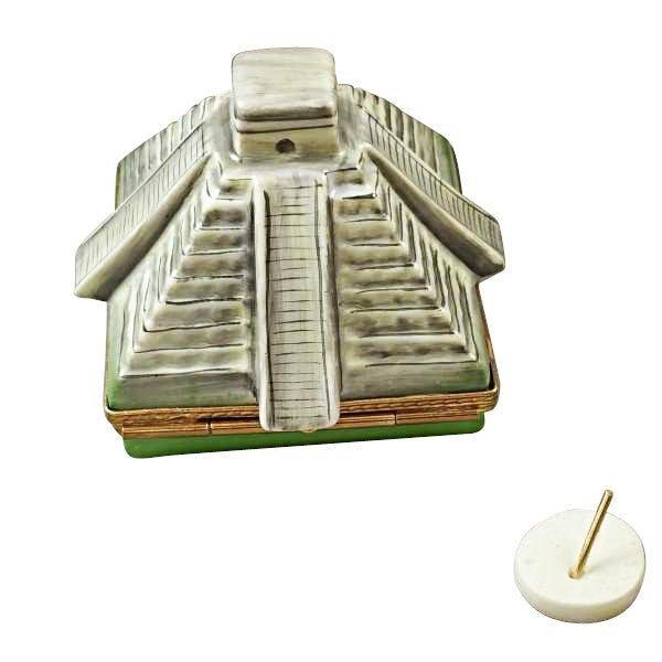Mayan Pyramid with Removable Sundial Porcelain Limoges World Travel monuments French Trinket Box