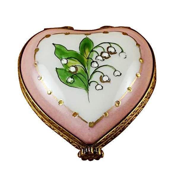 Mini Heart Lily of the Valley Porcelain Limoges Hearts garden French Trinket Box