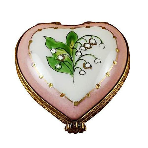 Mini Heart Lily of the Valley Porcelain Limoges Hearts garden French Trinket Box