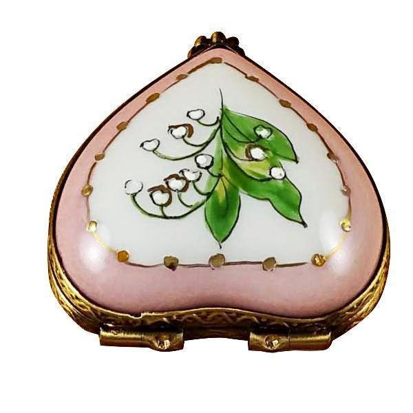 Mini Heart Lily of the Valley Porcelain Limoges Hearts garden French Trinket Box