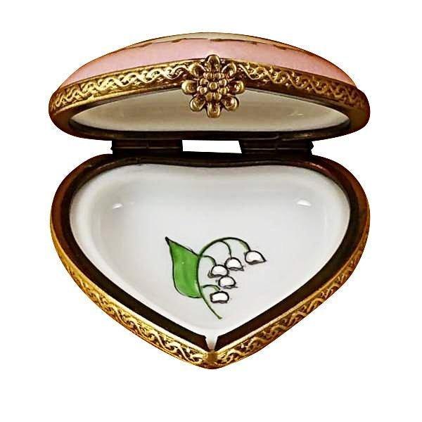 Mini Heart Lily of the Valley Porcelain Limoges Hearts garden French Trinket Box